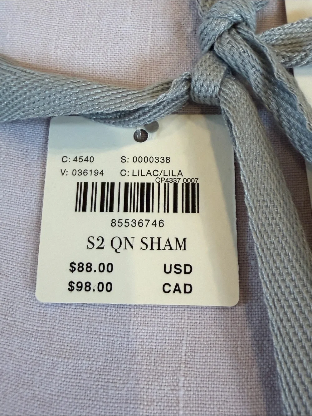 NWT new set of 2 Anthropologie washed linen standard pillow shams Lilac lavender